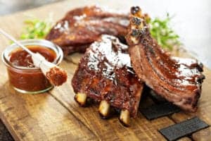barbeque ribs on a board