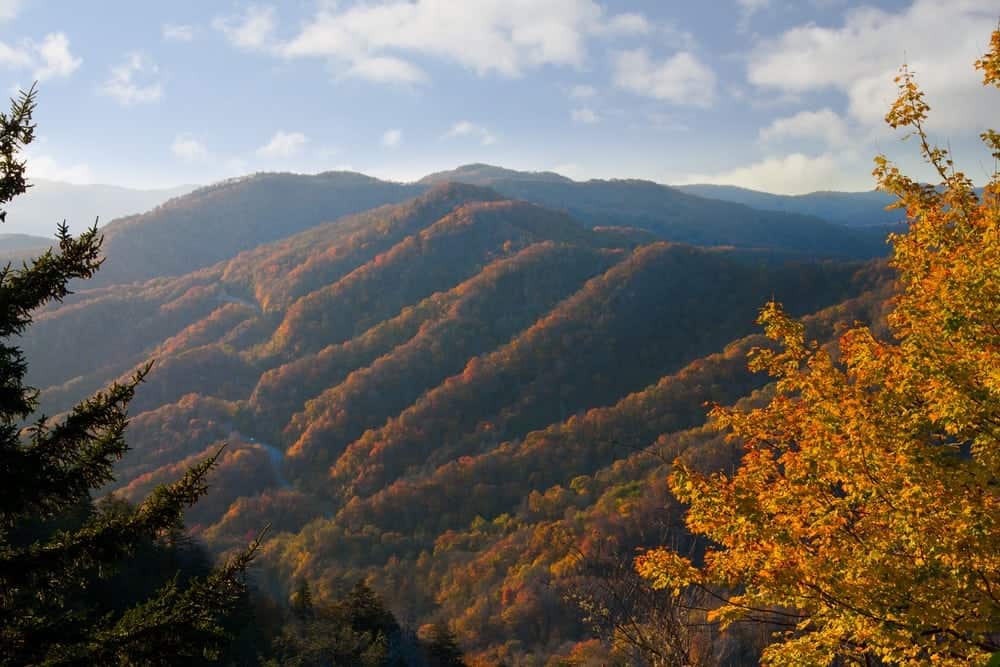 Beautiful view of the Smoky Mountains fall colors.