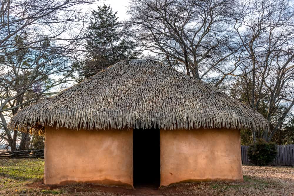 A typical Cherokee Native American house with waddle and daub