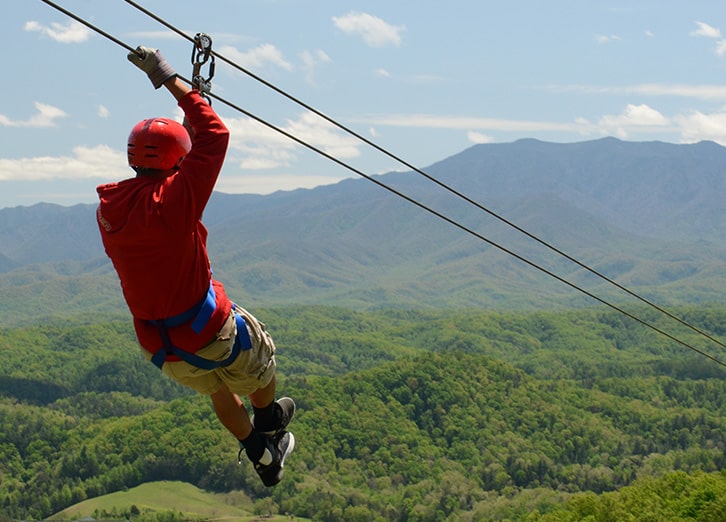 a person on zipline