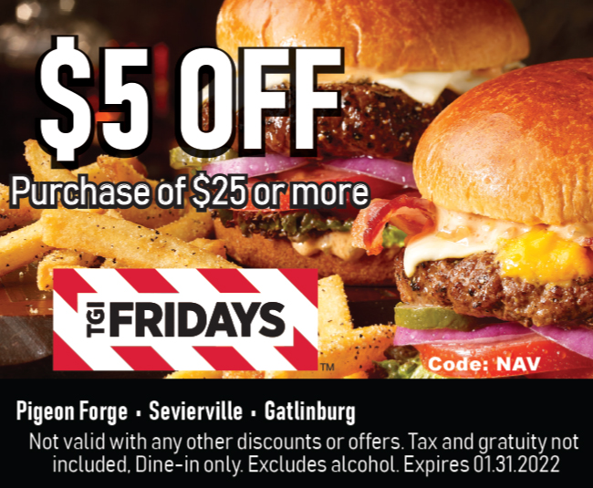 TGI Friday's Coupon Sevierville Dining Smoky Mountain Navigator